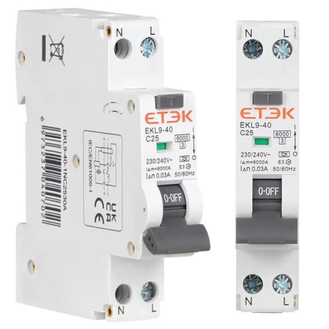 Prúdový chránič s ističom 1-pólový+N C/10A 6kA Typ:A 10mA Rada:EKL9-40 (ETEK)
