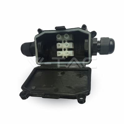 Spojka káblová s krabicou a vývodkami IP65 2x0,5-2,5mm2 čierna VT-7224 (V-TAC)