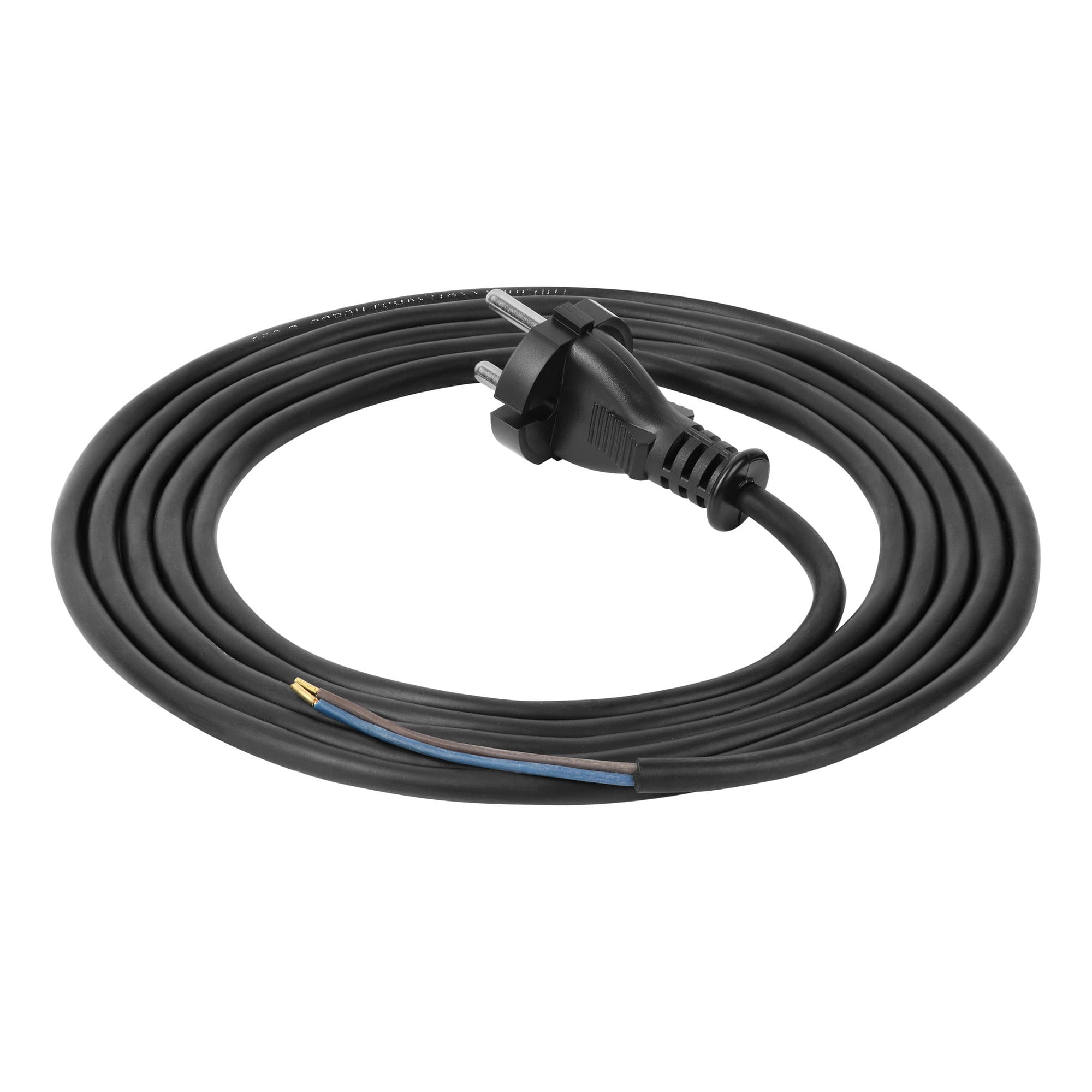 Connection cable in rubber insulation with a plug H05RR-F 2x1.5mm2, 3m long, black