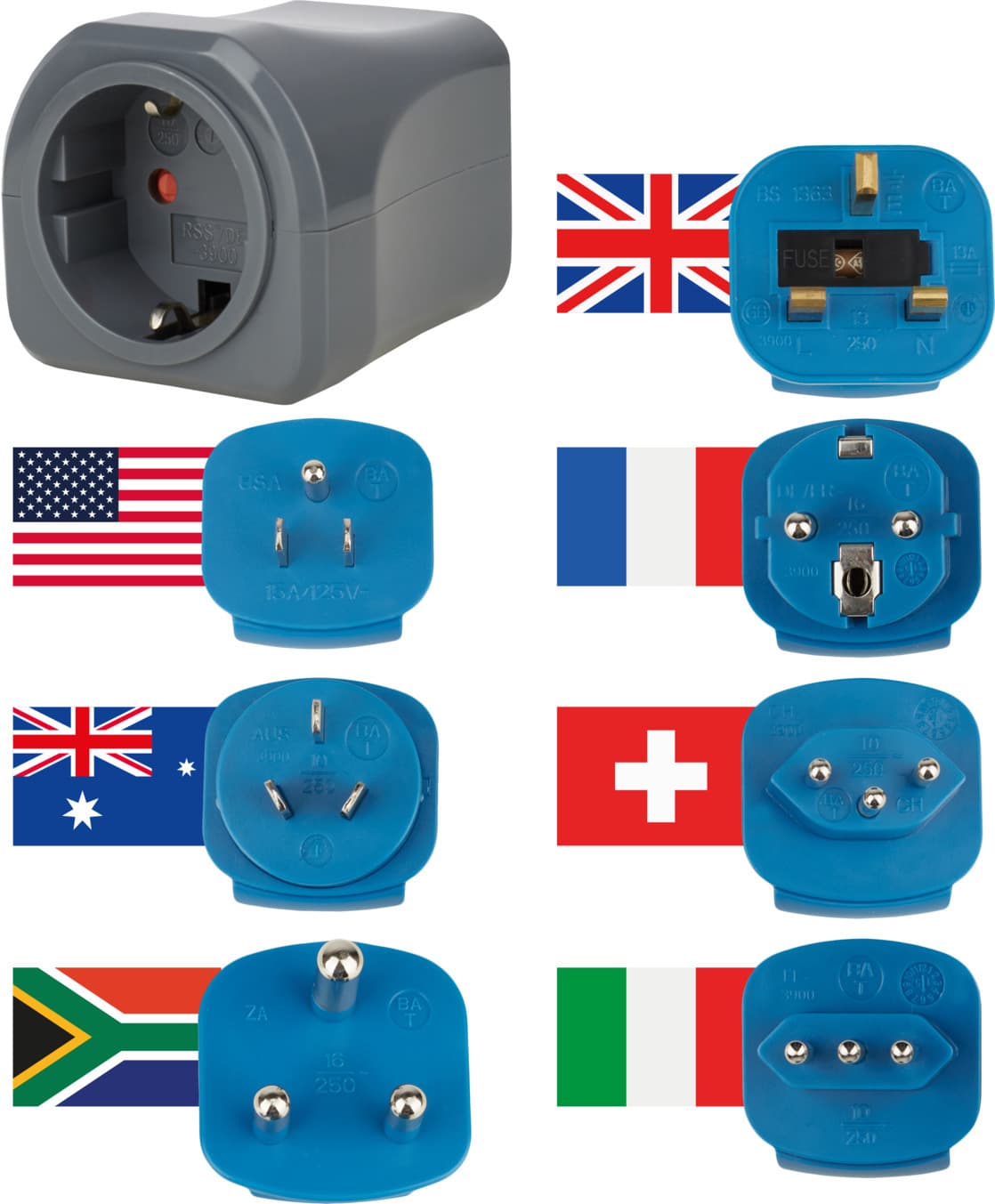 Súprava cestovných zástrčiek s 10 A poistkou (Brennenstuhl)