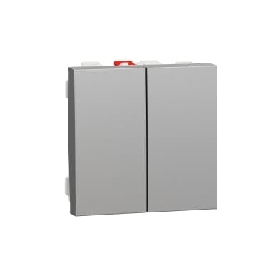 Unica - Prepínač dvojitý striedavý radenie 6+6 (5b), Aluminium