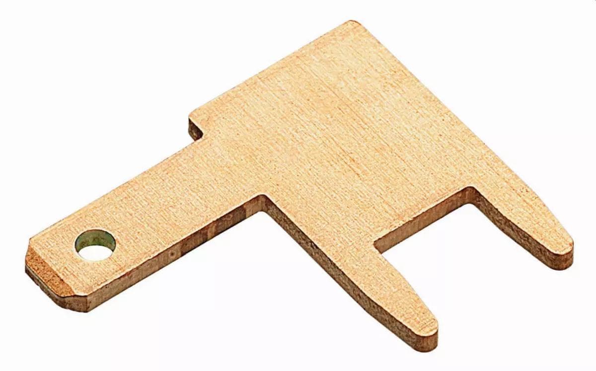 Neizolovaný mosazný konektor 2,8x0,8 mm zahnutý 90° (100 ks)