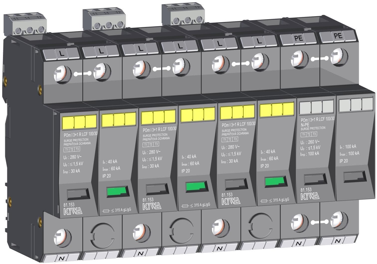 Prepäťová ochrana POm I 3+1 R LCF 100/30 280V/30kA (KIWA)