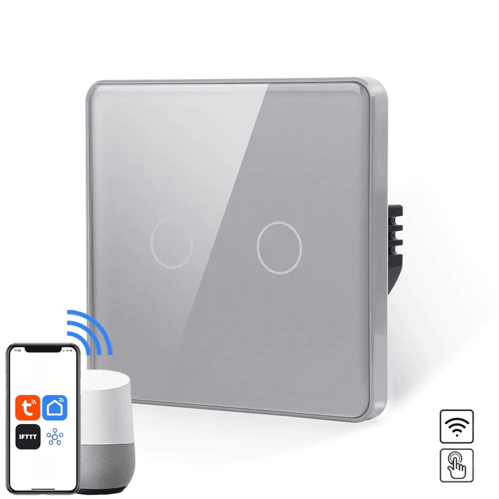 Revolo Touch WiFi dotykový vypínač č.5 (L+N) - Strieborný zaoblený