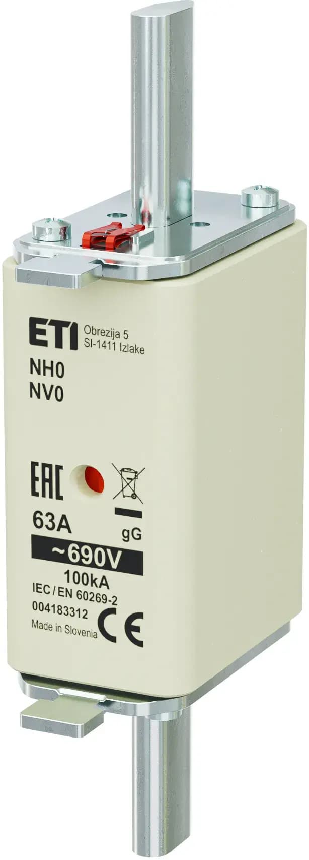 Nožová poistka NV/NH 0 63A gL/gG 690V KOMBI (ETI)