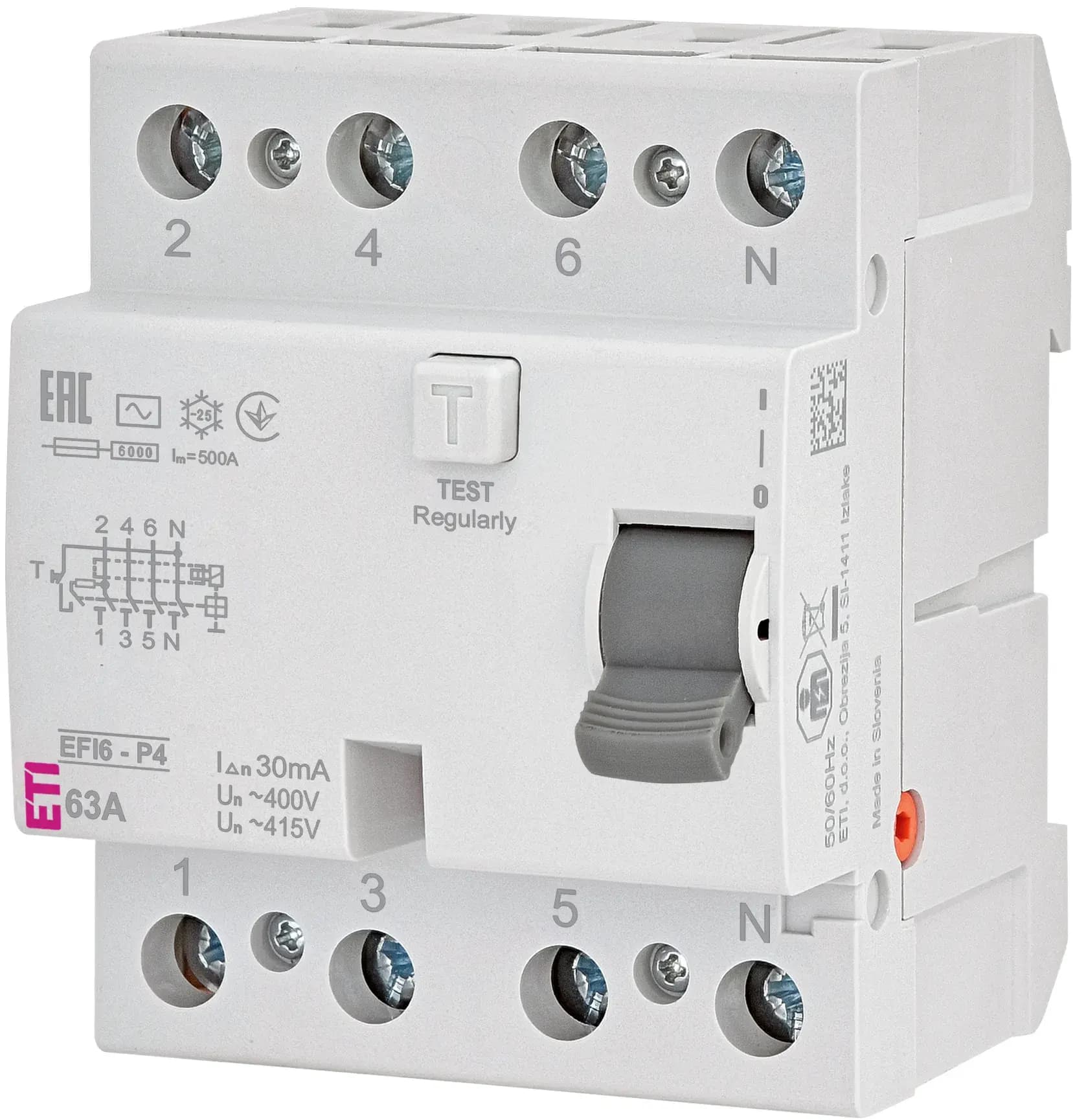 Chránič prúdový EFI6-4 4p G 63/0,03A 10kA (ETI)