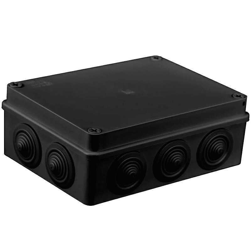Krabica inštalačná S-BOX 406C 190x140x70 čierna IP65 s vývodkami (PAWBOL)