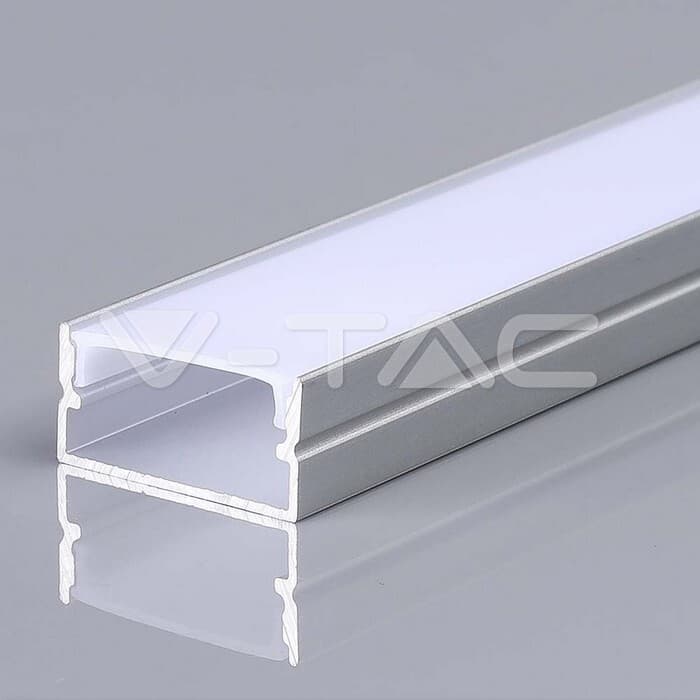 Montážna sada na LED pásik s hliníkovým difúzorom 2000 * 20 * 10 mm strieborná VT-8202 (V-