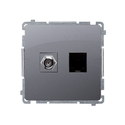 Zásuvka ant/dát. "F"/RJ45 Cat.6 strieb. mat.metal. SIMON Basic (simon)
