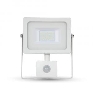 Reflektor LED 20W, 4000K, 1600lm, IP65, 100°, Al-biela, VS-RE, senz., VT-4922 (V-TAC)
