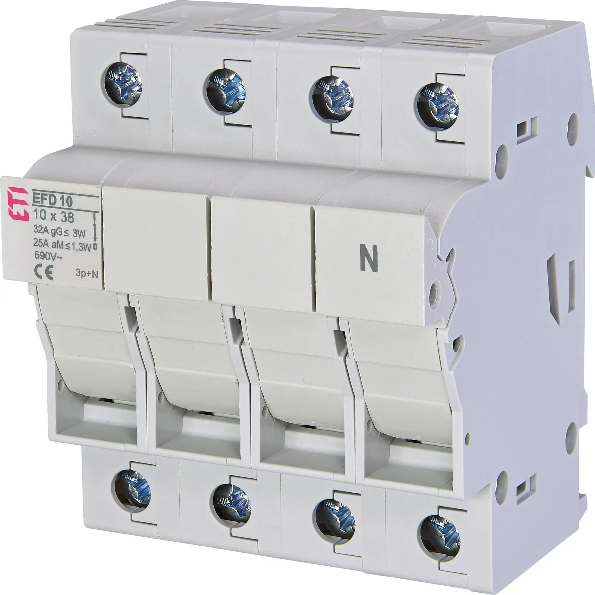 Poistkový odpojovač EFD 10 3-pólový+N 32A 690V pre CH10 gG/aM (ETI)