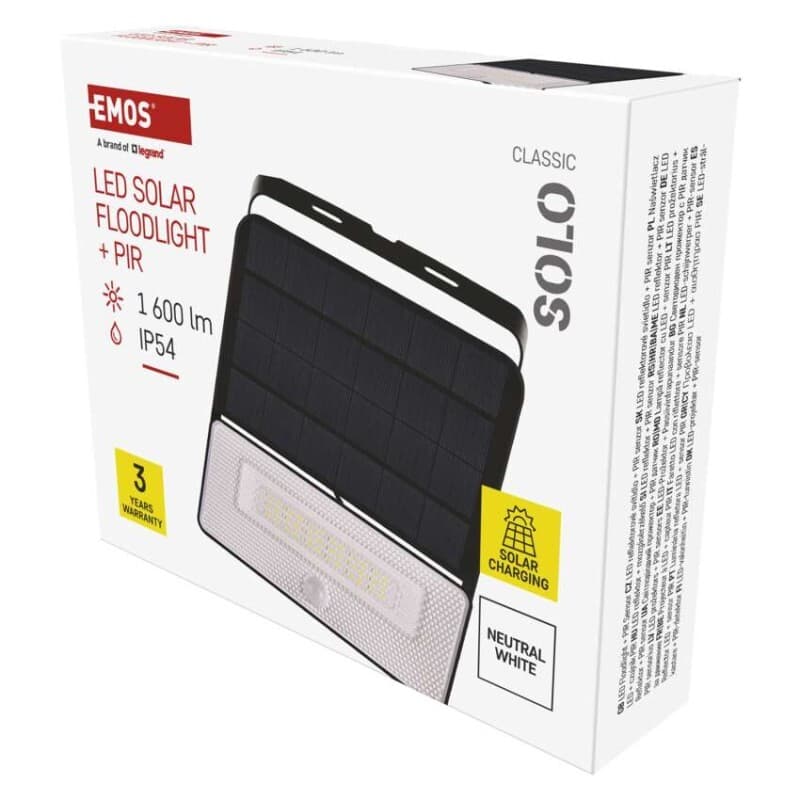 LED reflektor solárny SOLO so senzorom pohybu, neutrálna biela