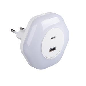 BOLA LED 2xUSB WW W Svietidlo LED do zásuvky