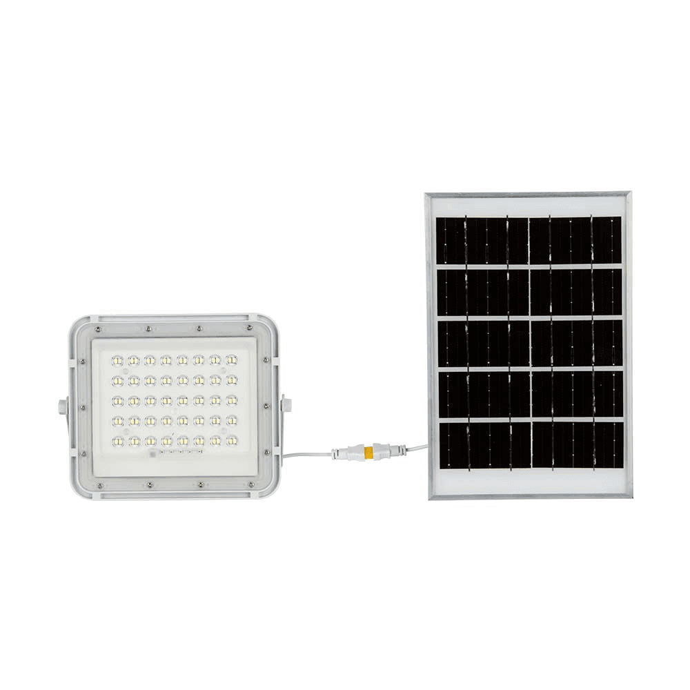 6W LED solárny svetlomet 6400K vymeniteľná batéria 3m drôt biely 400lm VT-40W (V-TAC)