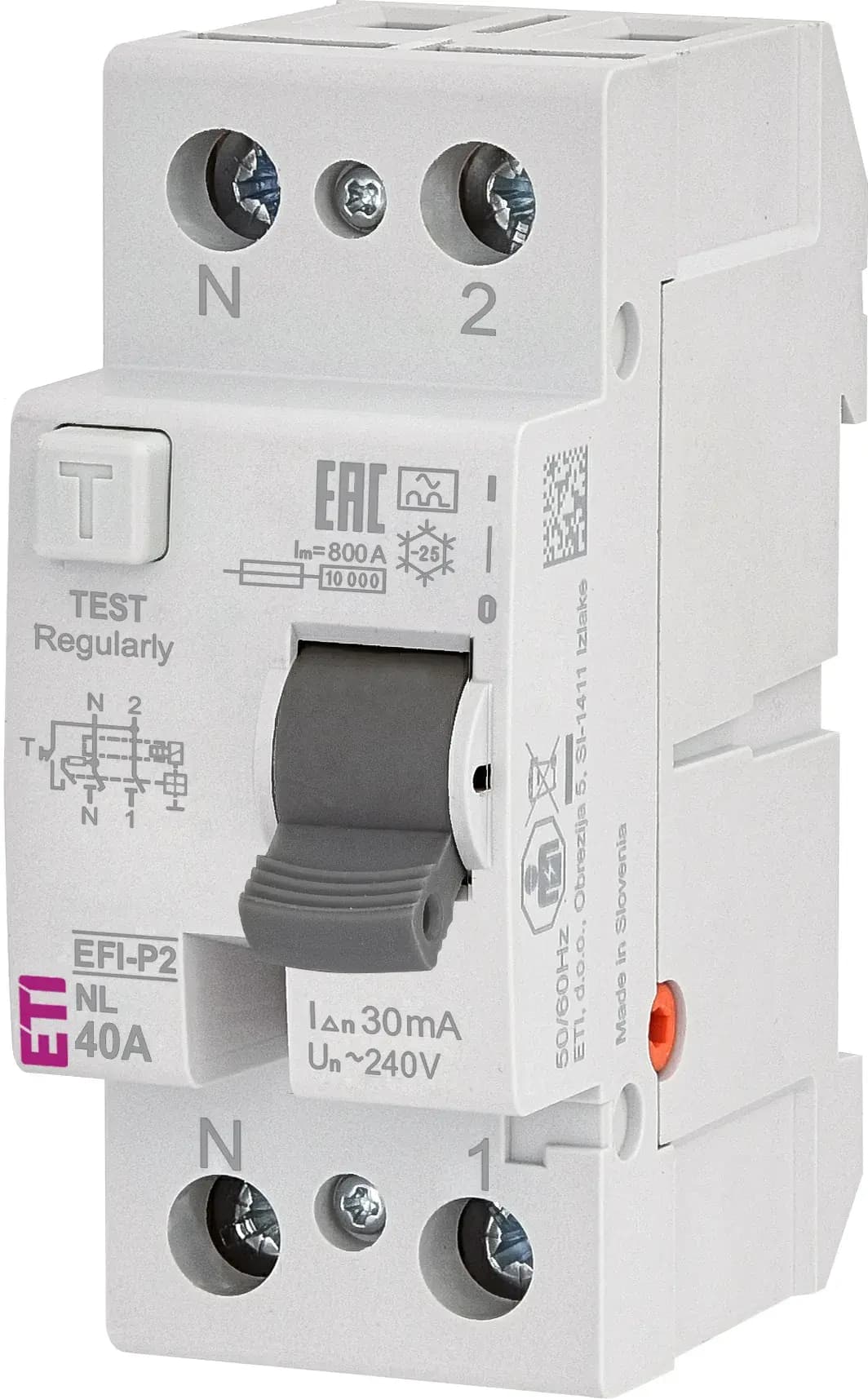 Chránič prúdový EFI-2 NL 2p A 40/0,03 10kA (ETI)