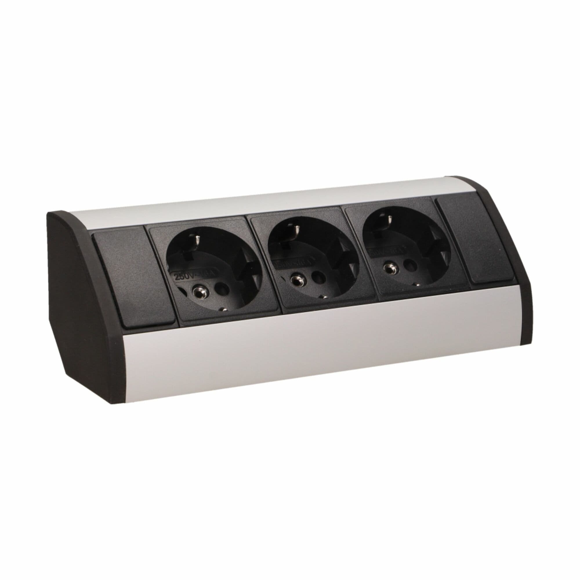 Nábytková rohová zásuvka, strieborno-čierna OR-GM-9001/BG(GS), 3680W, schuko (typ F) (ORNO
