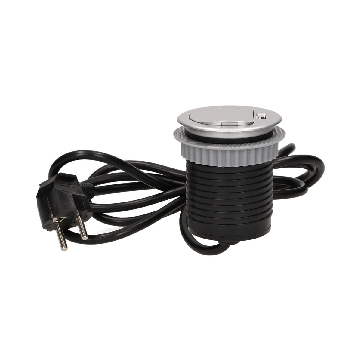 Nábytková skrytá zásuvka 1x230V + 1xUSB strieborná - 1,8m kábel (ORNO)