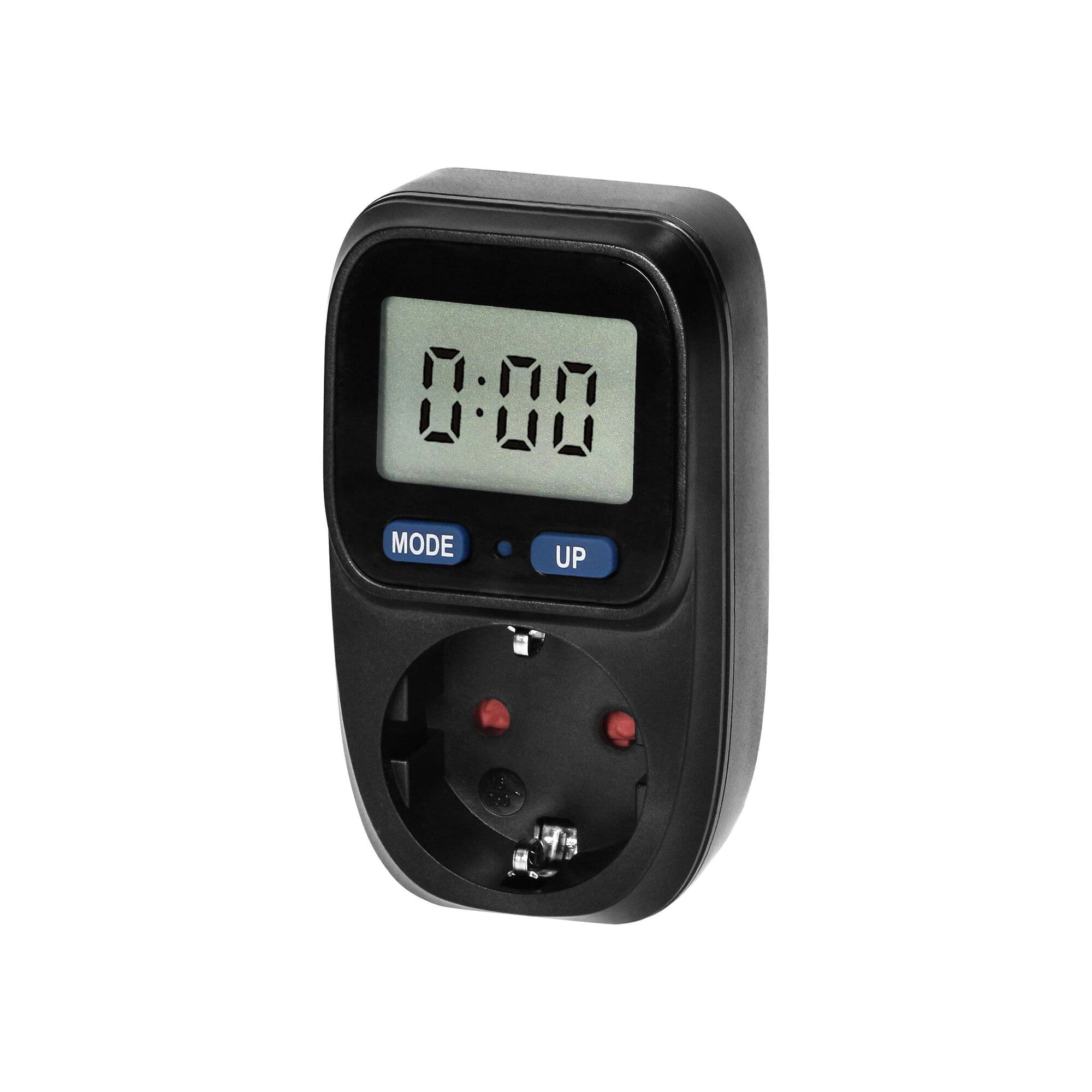 Merač elektrickej spotreby do zásuvky s LCD displejom a nastaviteľnou cenou, SHUKO, čierna