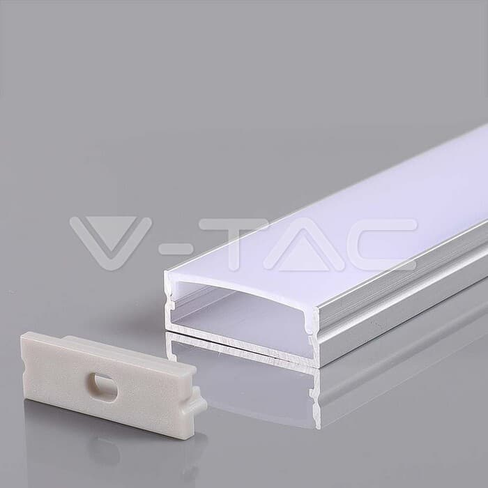 Montážna sada na LED pásik s hliníkovým difúzorom 2000 * 30 * 10 mm strieborná VT-8204 (V-