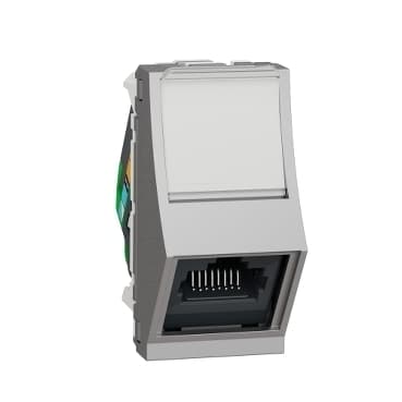 Unica - Zásuvka dátová skosená RJ45 Kat.6 STP, 1M, Aluminium