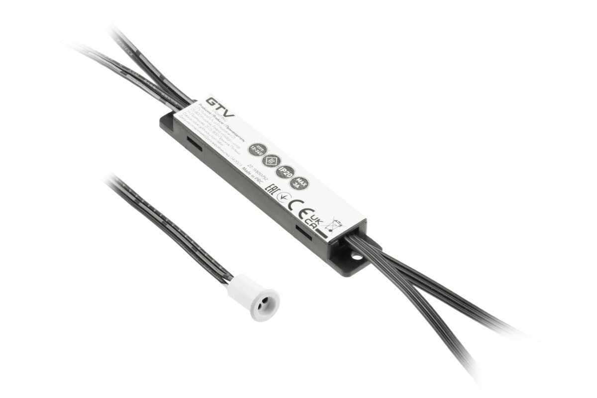 Spínač bezdotykový MIKRO IR, 12V, 36W, 1 senzor, kábel 2m a 1,2m, biela (GTV)