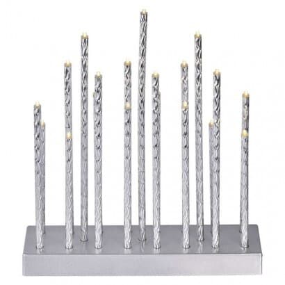 LED svietnik strieborný, 28,5 cm, 3x AA, vnútorný, 3000K, časovač (EMOS)