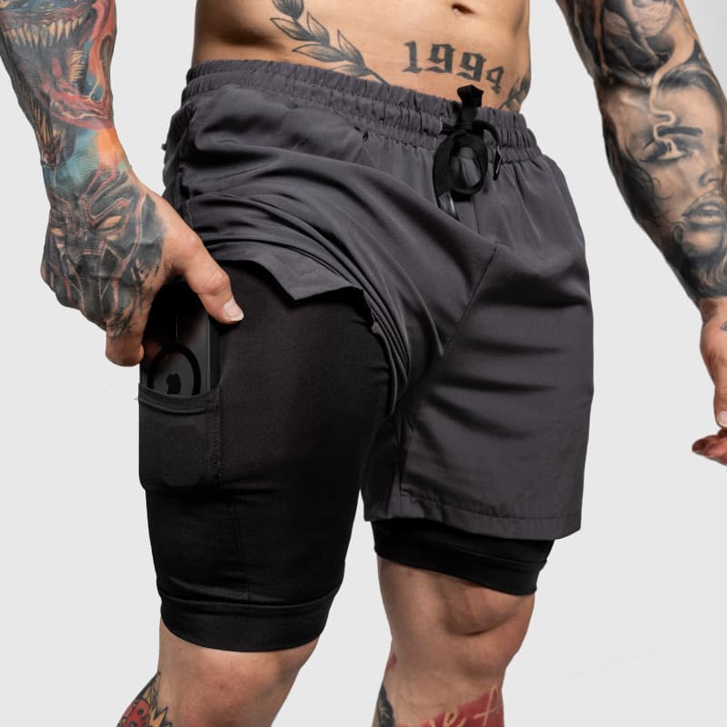 Funkčné šortky Iron Aesthetics SweatPro 2in1, tmavosivé