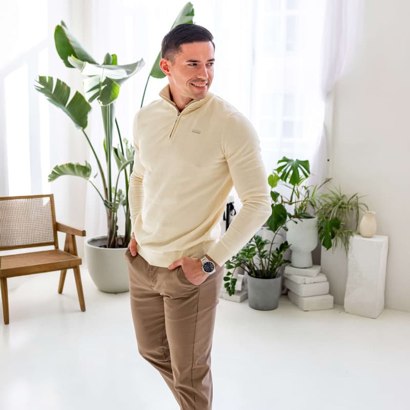 Sveter so zipsom Iron Aesthetics Tomas, béžový