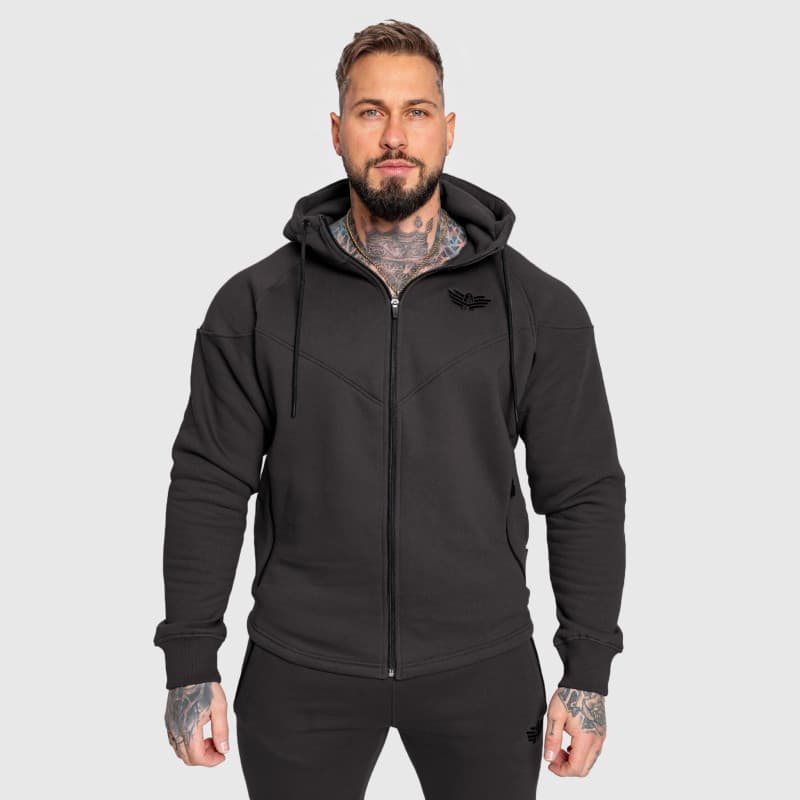 Fitness mikina so zipsom Iron Aesthetics ROUND, sivá