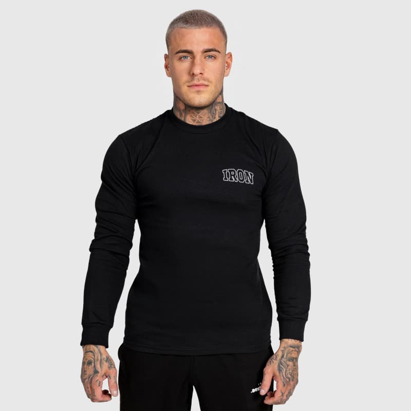 Pánske tričko s dlhým rukávom Iron Aesthetics Campus, čierne