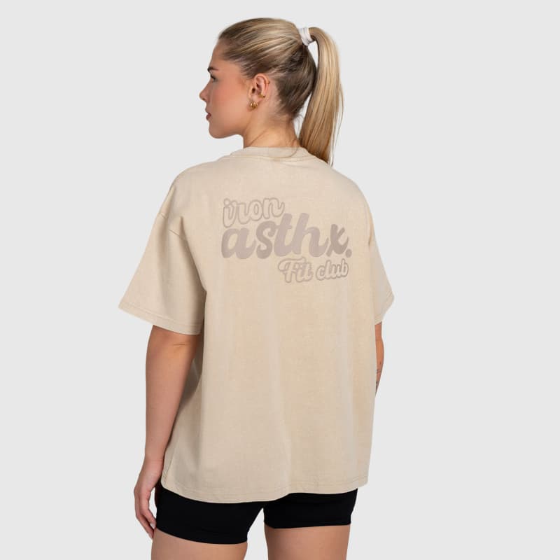 Dámske oversized tričko Iron Aesthetics Fit club, washed beige