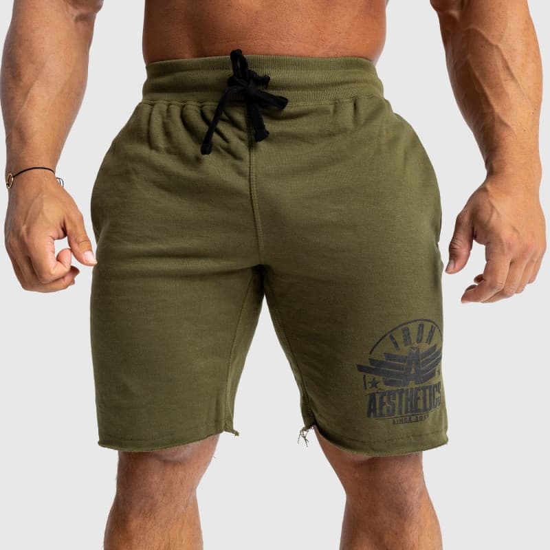 Pánske teplákové kraťasy Iron Aesthetics Force, vojenská zelená
