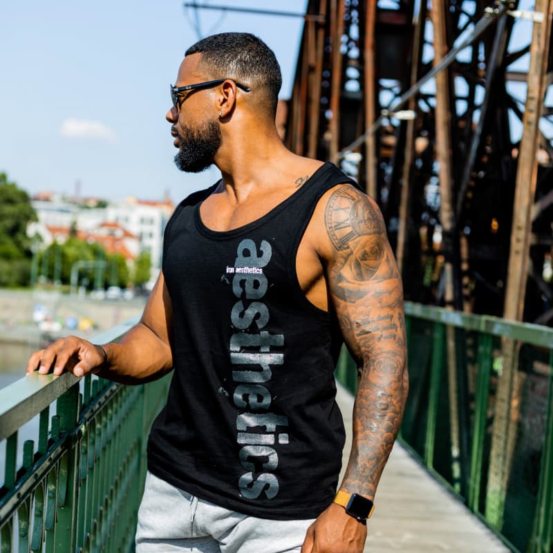 Pánske fitness tielko Iron Aesthetics Cross, čierne