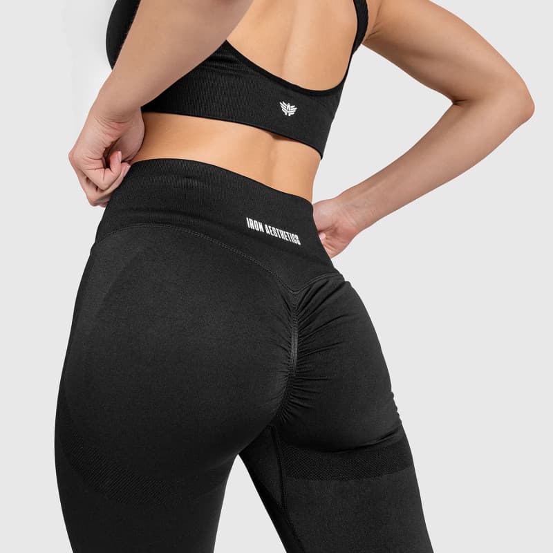 Bezšvové legíny Iron Aesthetics Seamless Butt, čierne