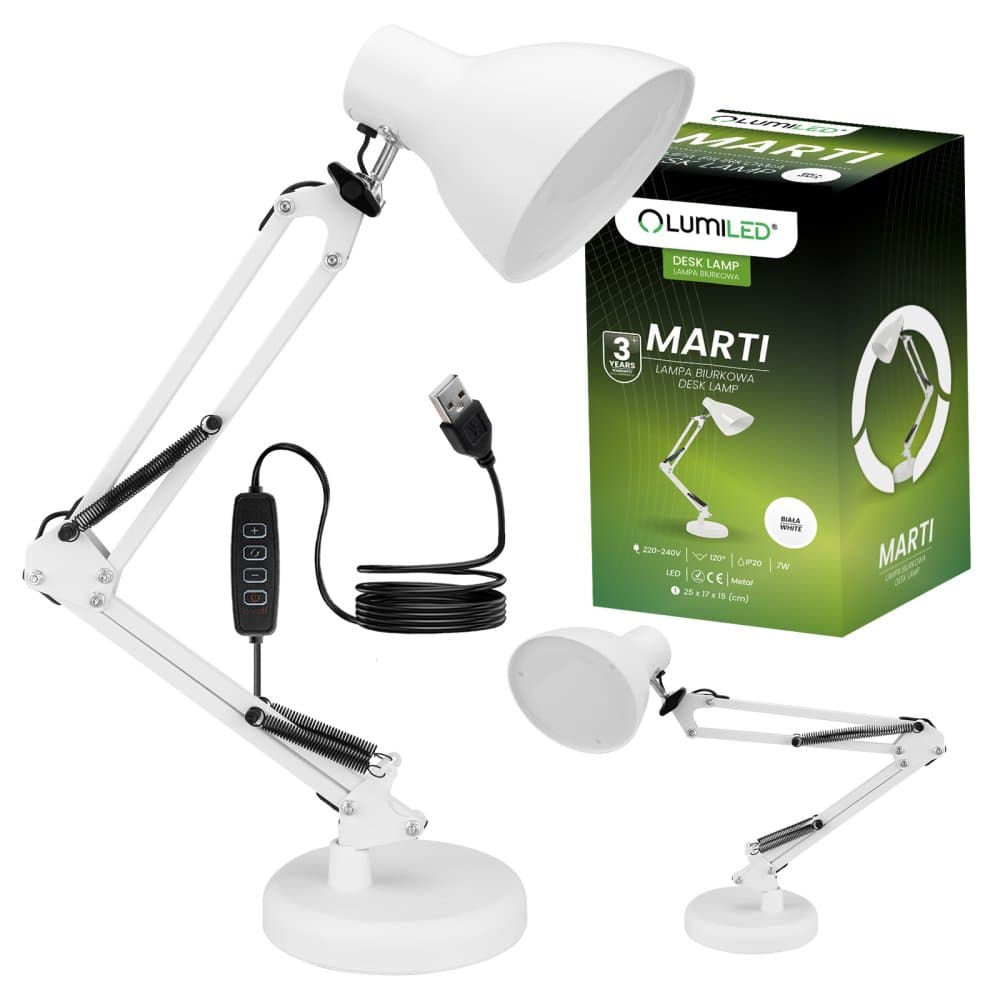 Stolová LED lampička 7W CCT stmievateľná MARTI biela Lumiled