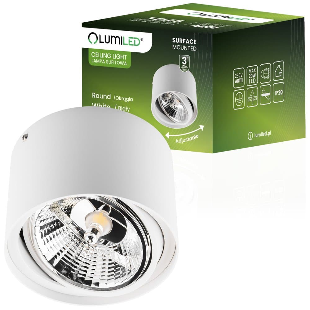 Povrchové svietidlo HALOGEN SPOT TUBA Movable GU10 AR111 Round White 100mm TELES LUMILED