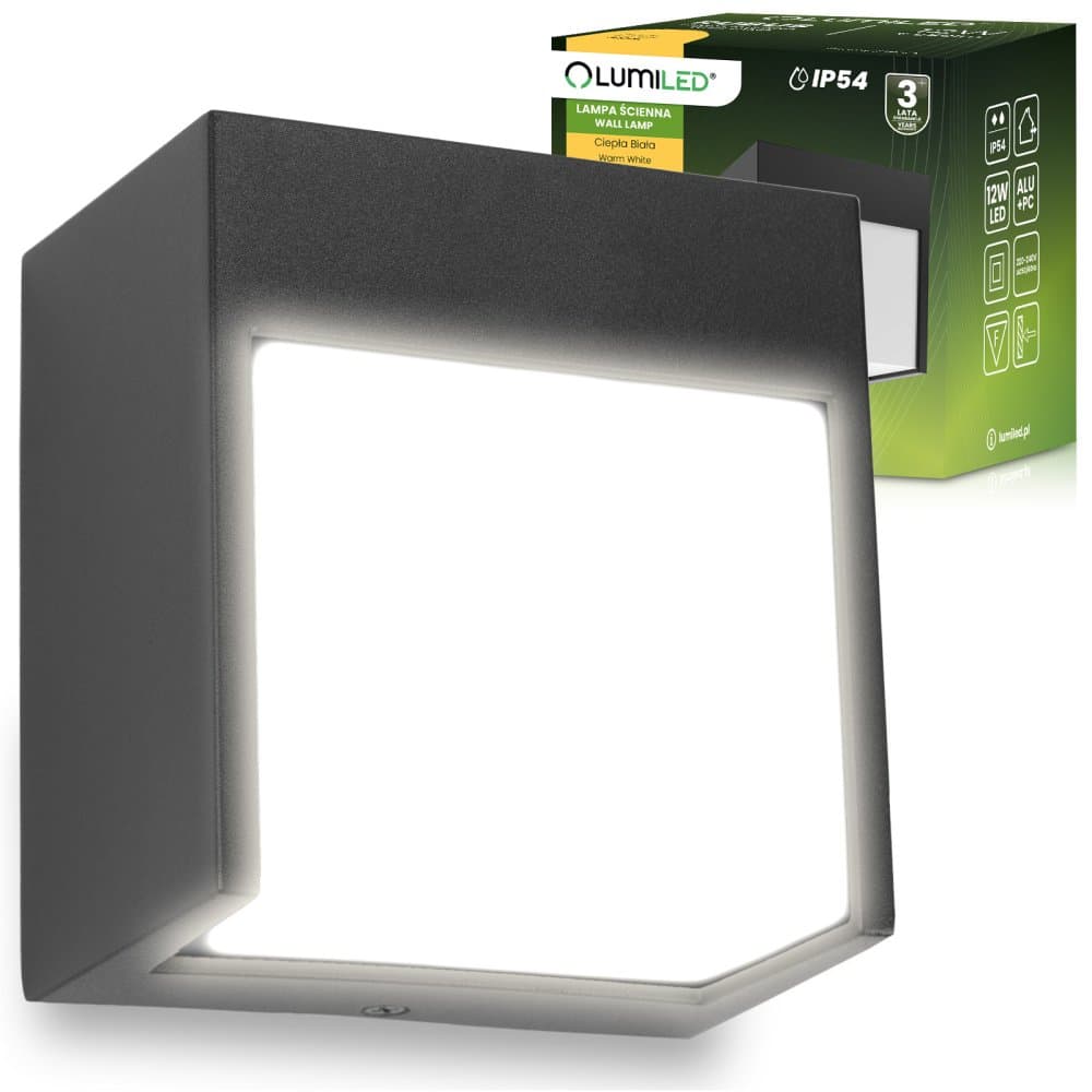 Vonkajšie nástenné svietidlo LED IP54 12W 3000K RUBUS LUMILED