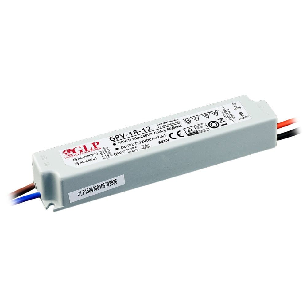 LED NAPÁJACÍ ZDROJ 12V 18W 1,5A GPV-18-12 GLP IP67 HERMETICKÝ