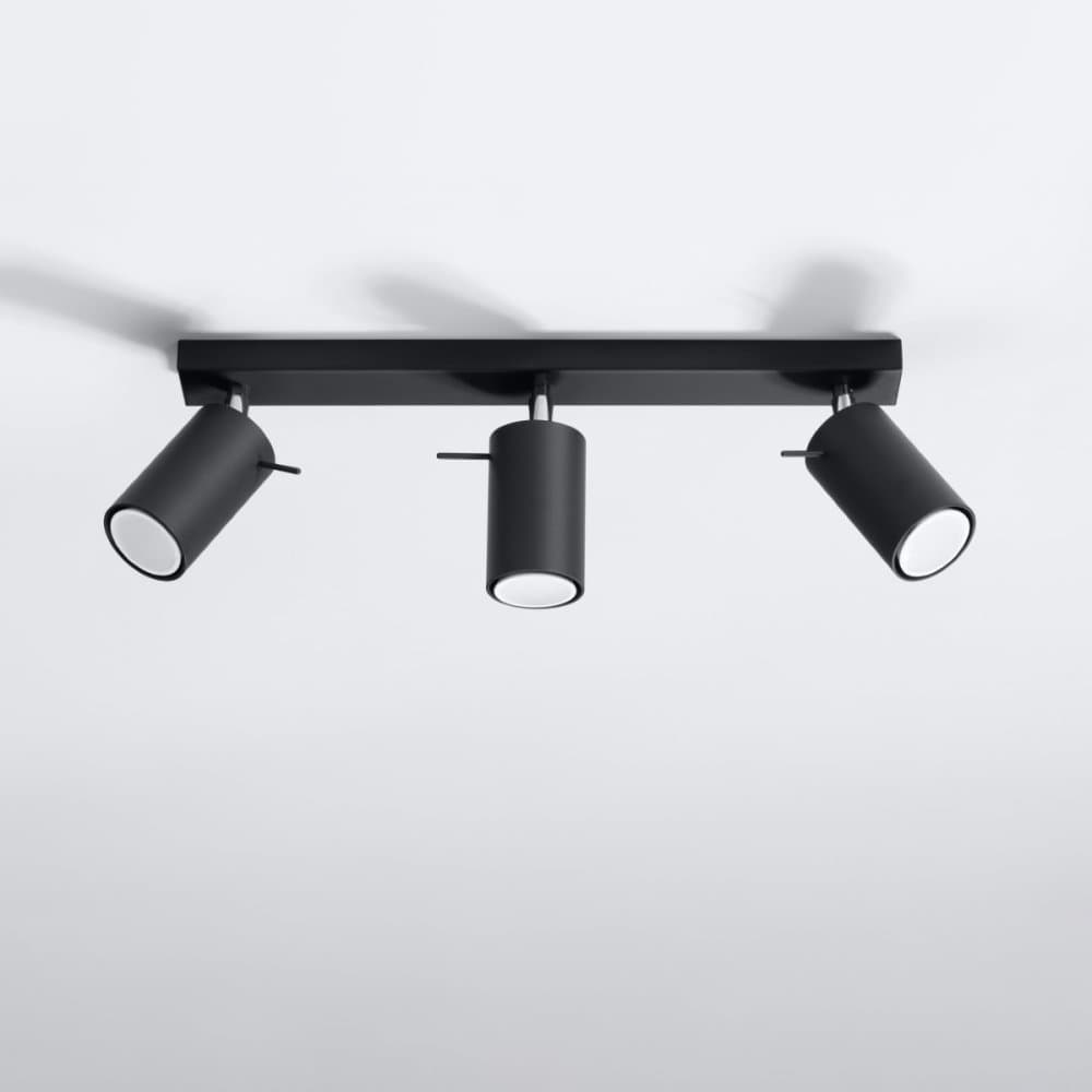 Svietidlo na povrchovú montáž RING 3L 3xGU10 Reflektor halogénový pohyblivý Minimalistický čierny SOLLUX