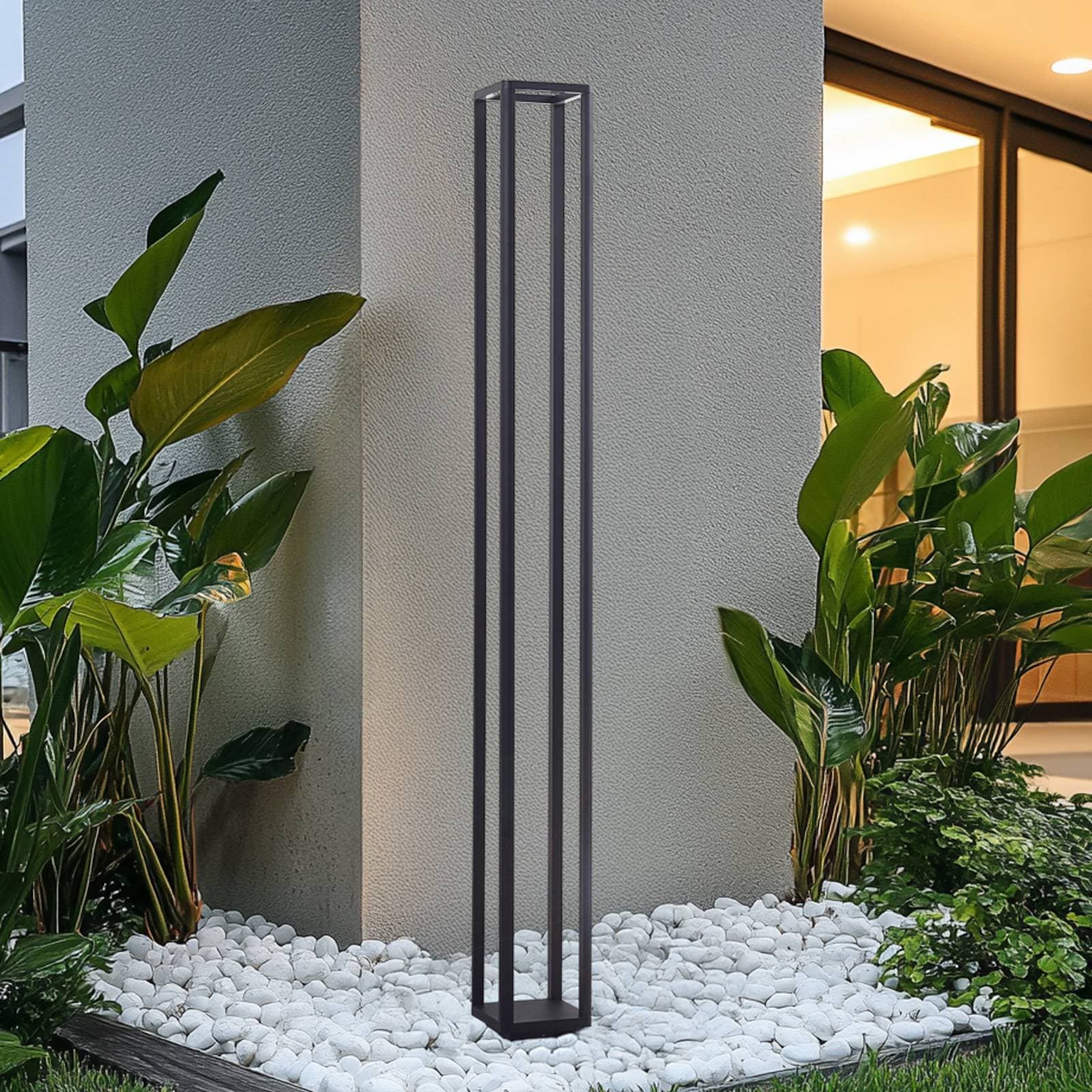 Lucande LED vonkajšie svetlo Thorvid, výška 180 cm, čierna