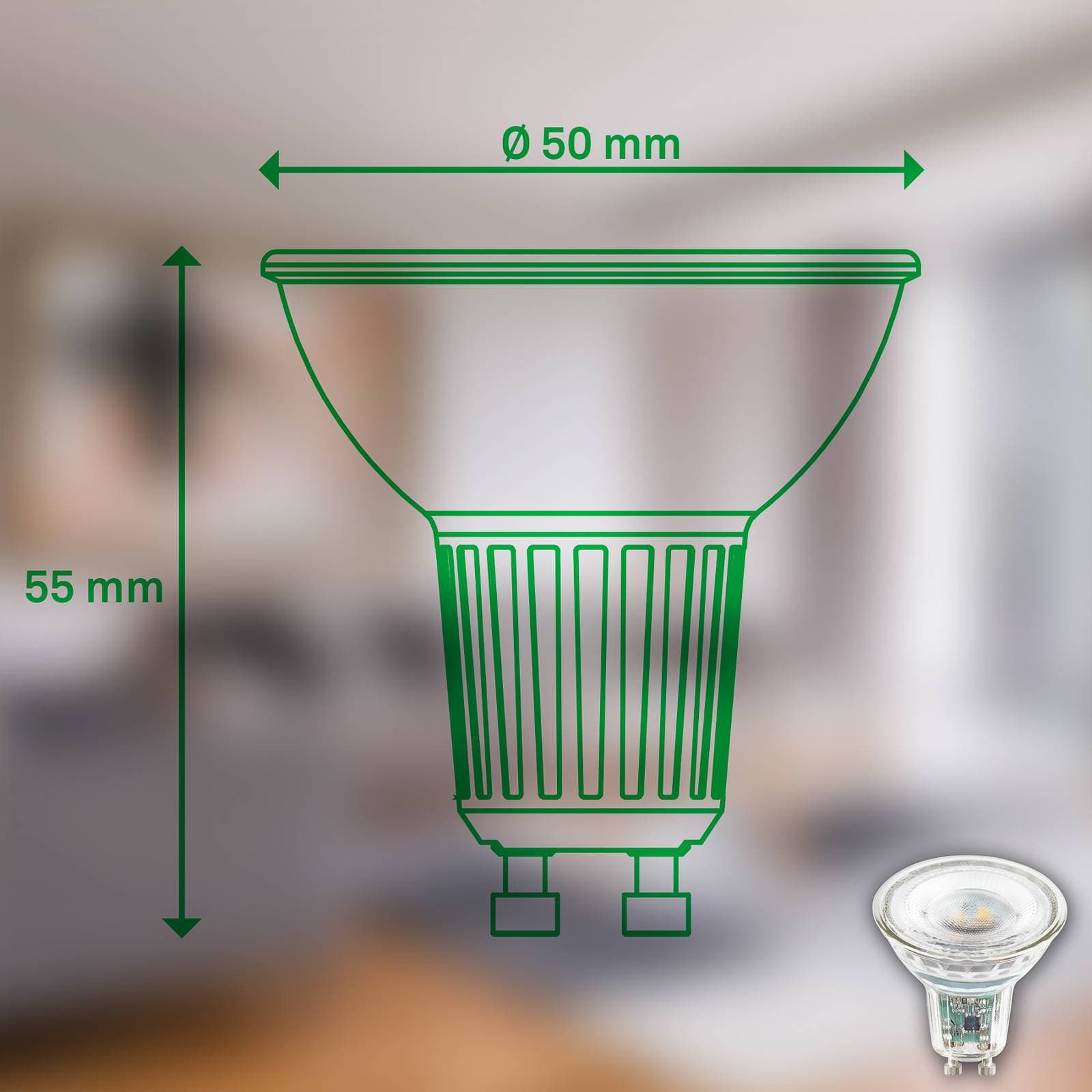 LED žiarovka s reflektorom GU10 4,7 W číra 3000K EEK A 2er