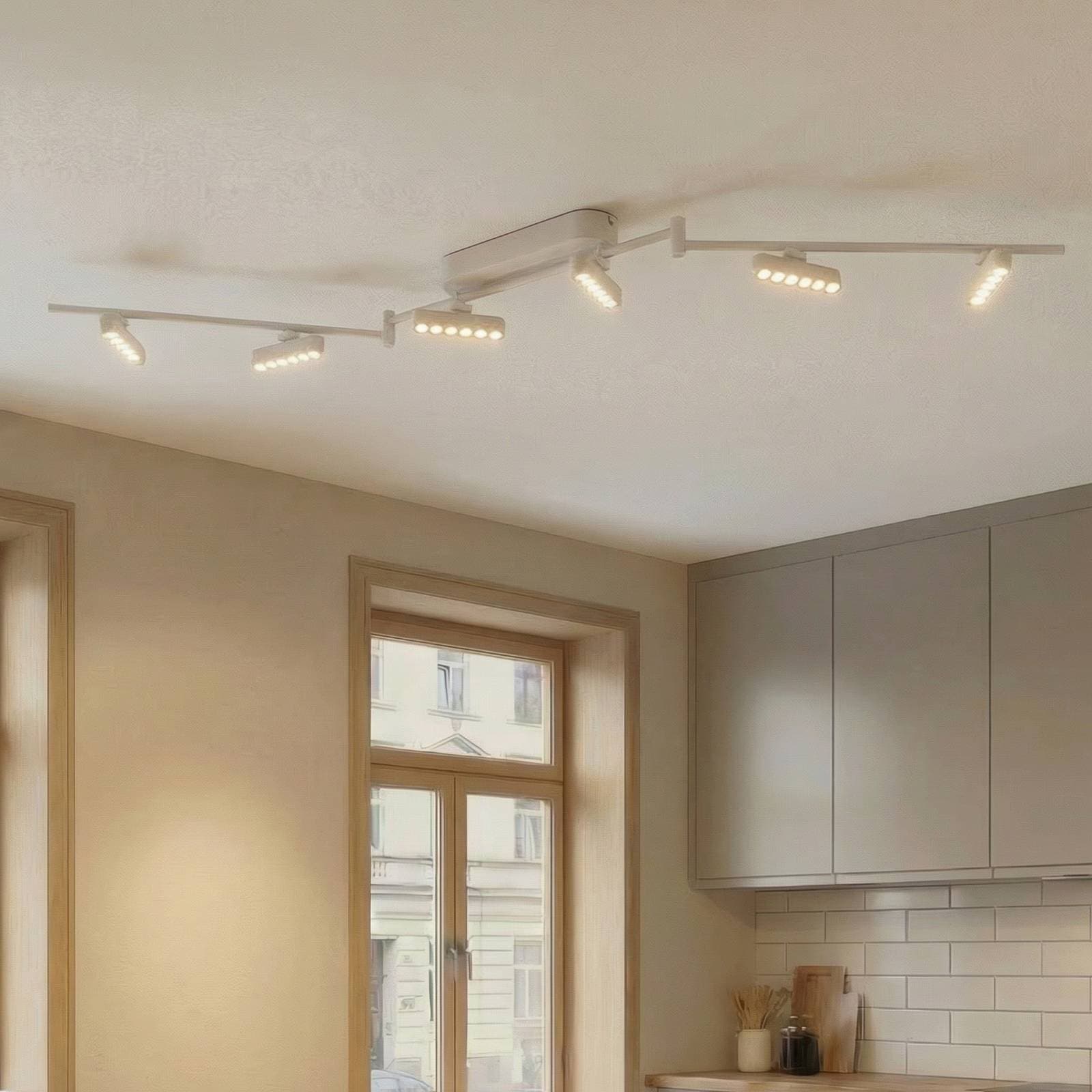 Lindby LED reflektor Eldrin, biely, 6 svetiel, svetelné body