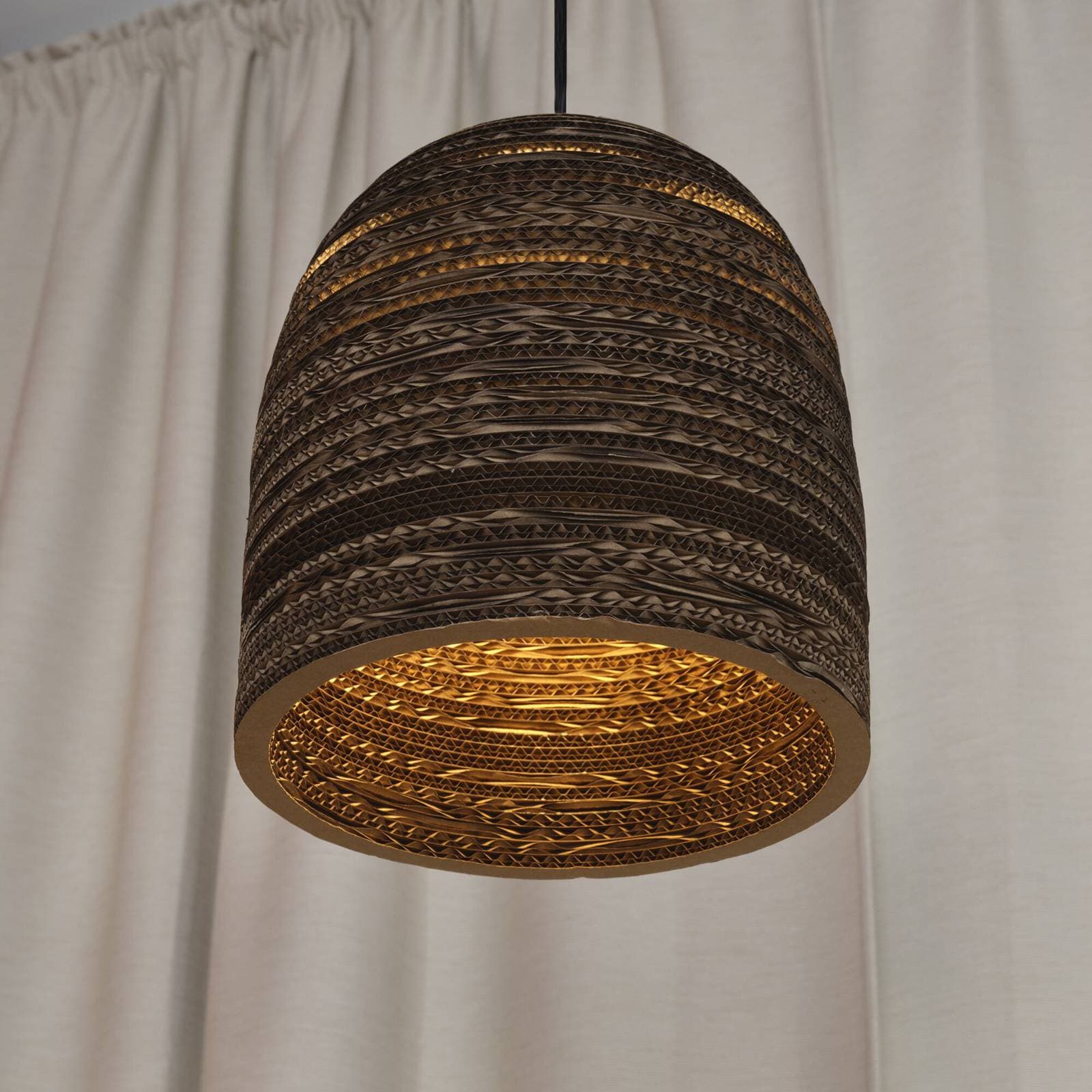 Závesné svietidlo OSRAM BALL BELL, hnedé, Ø 26 cm, vlnitá lepenka, E27