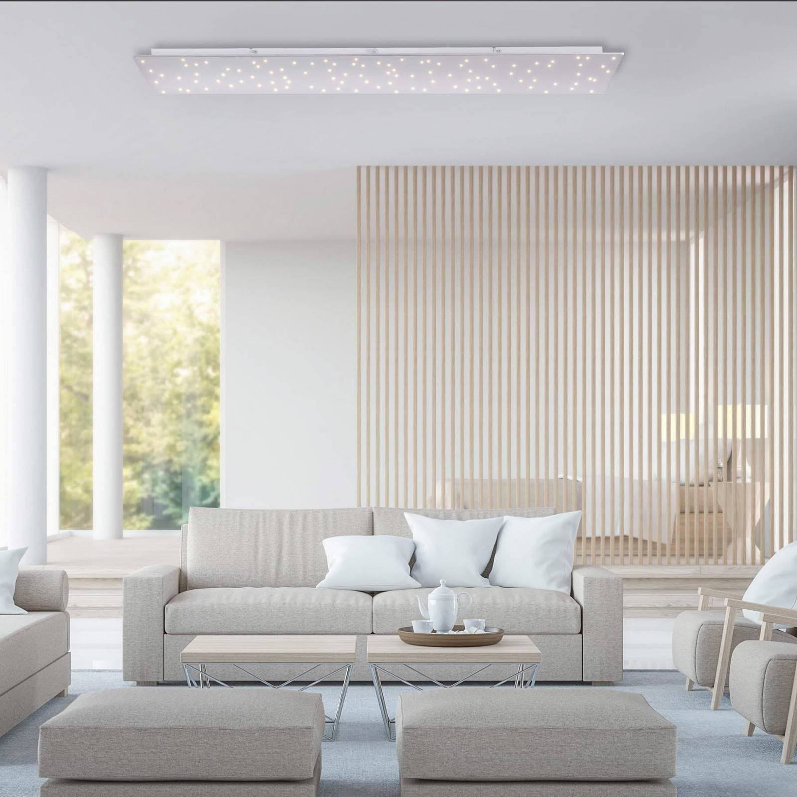 Stropné LED svetlo Sparkle CCT dim oceľ 100x45 cm
