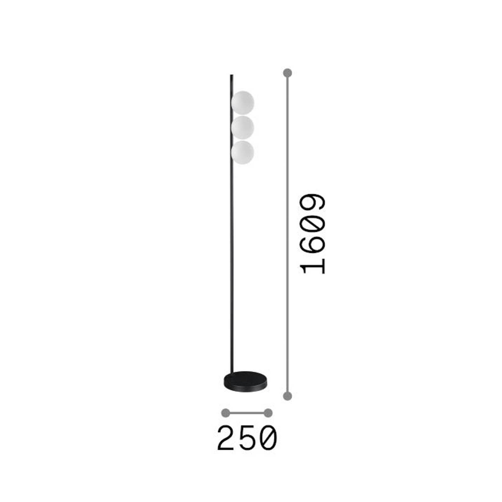 Stojacia lampa IDEAL LUX Binomio, mosadz, 160 cm, kovová, 3-pl.