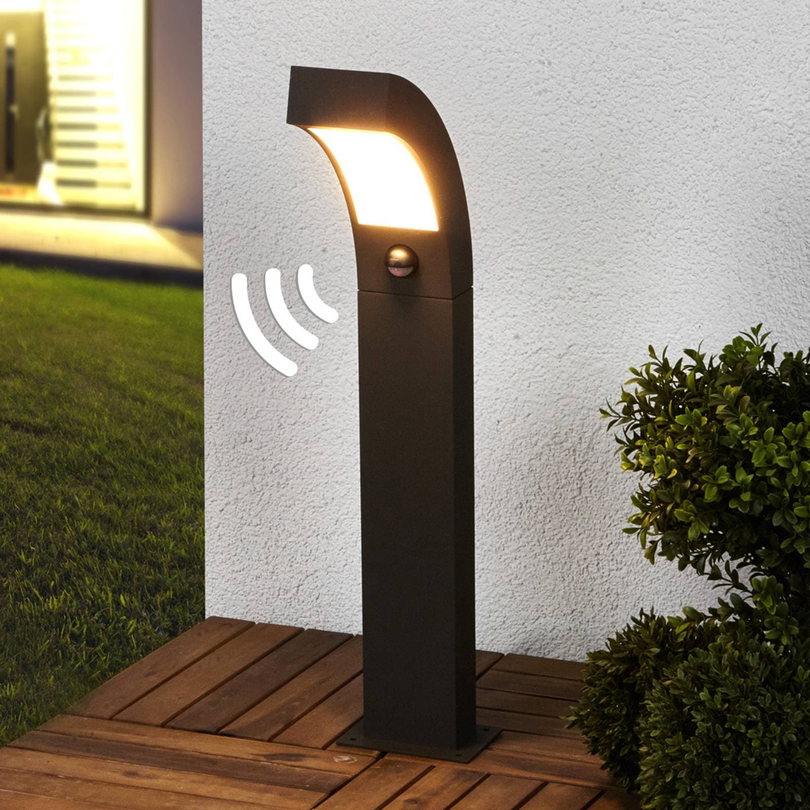 Podstavné svietidlo Lucande LED Lennik, senzor, 60 cm, antracit