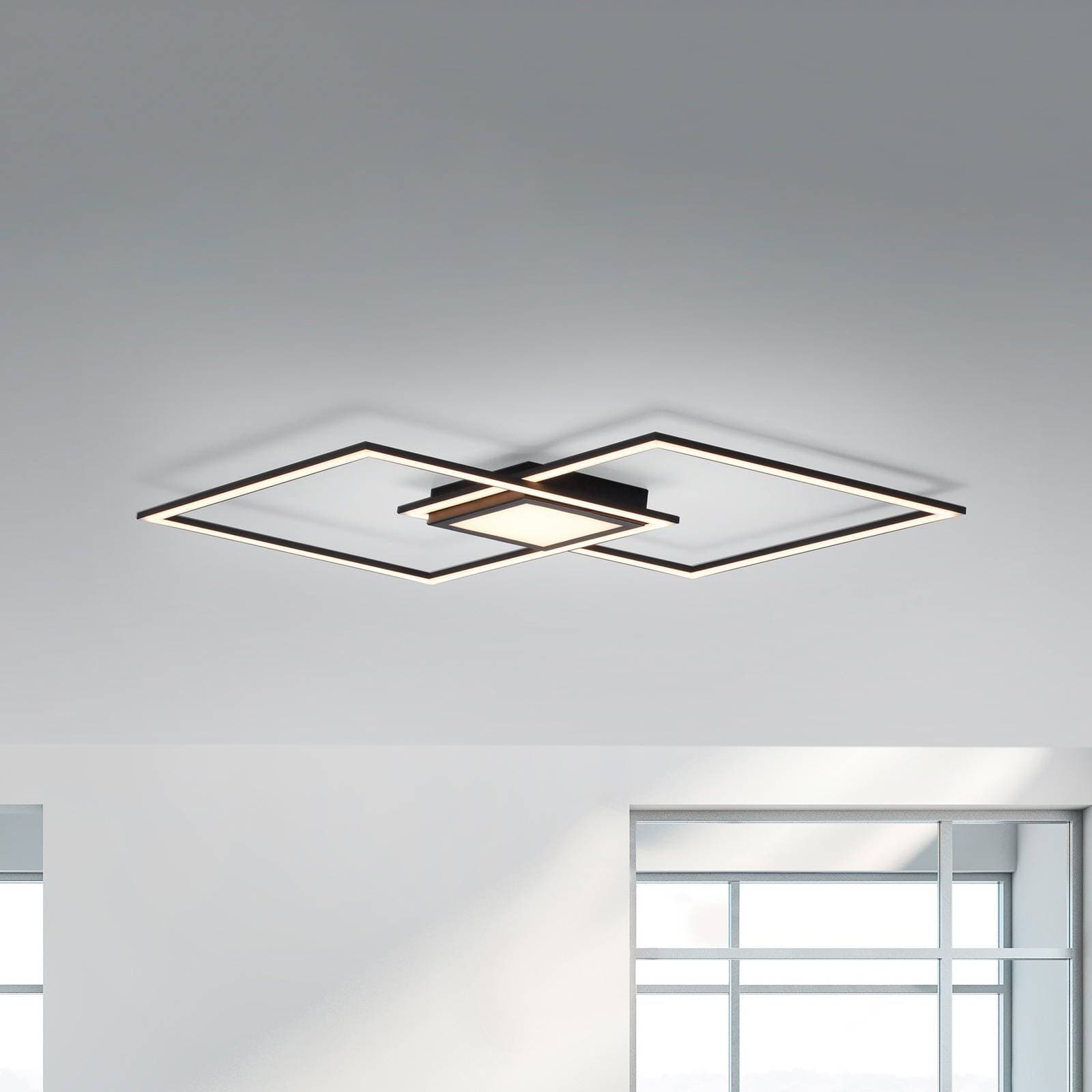 Stropné LED svetlo Asmin, CCT, čierne, 106x37cm