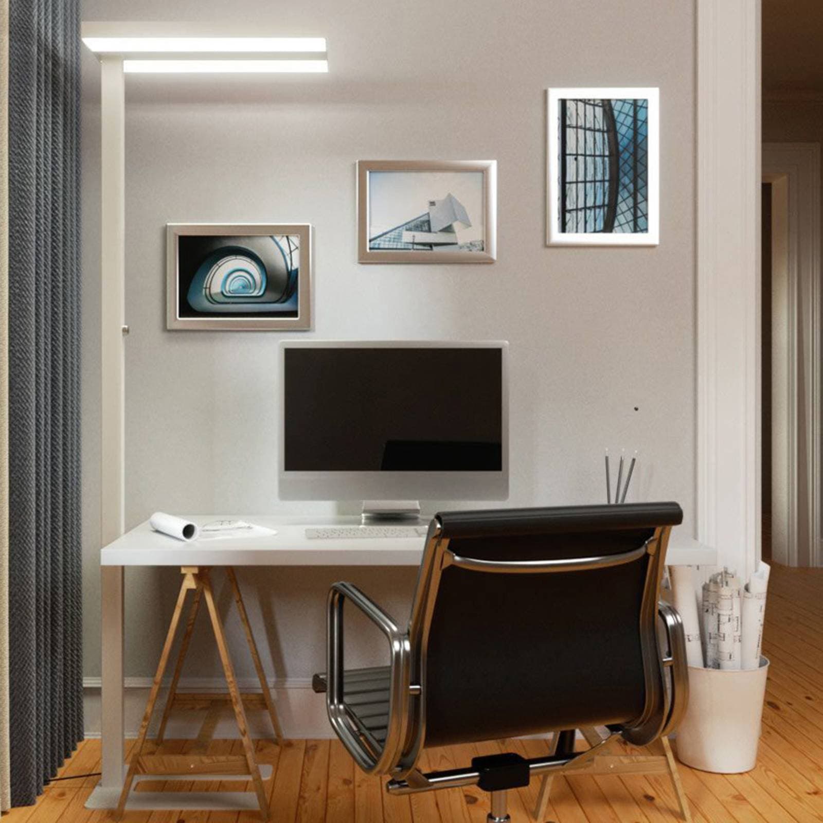 Arcchio LED stojacia lampa Logan Basic, biele, 6 000 lm, stmievateľné