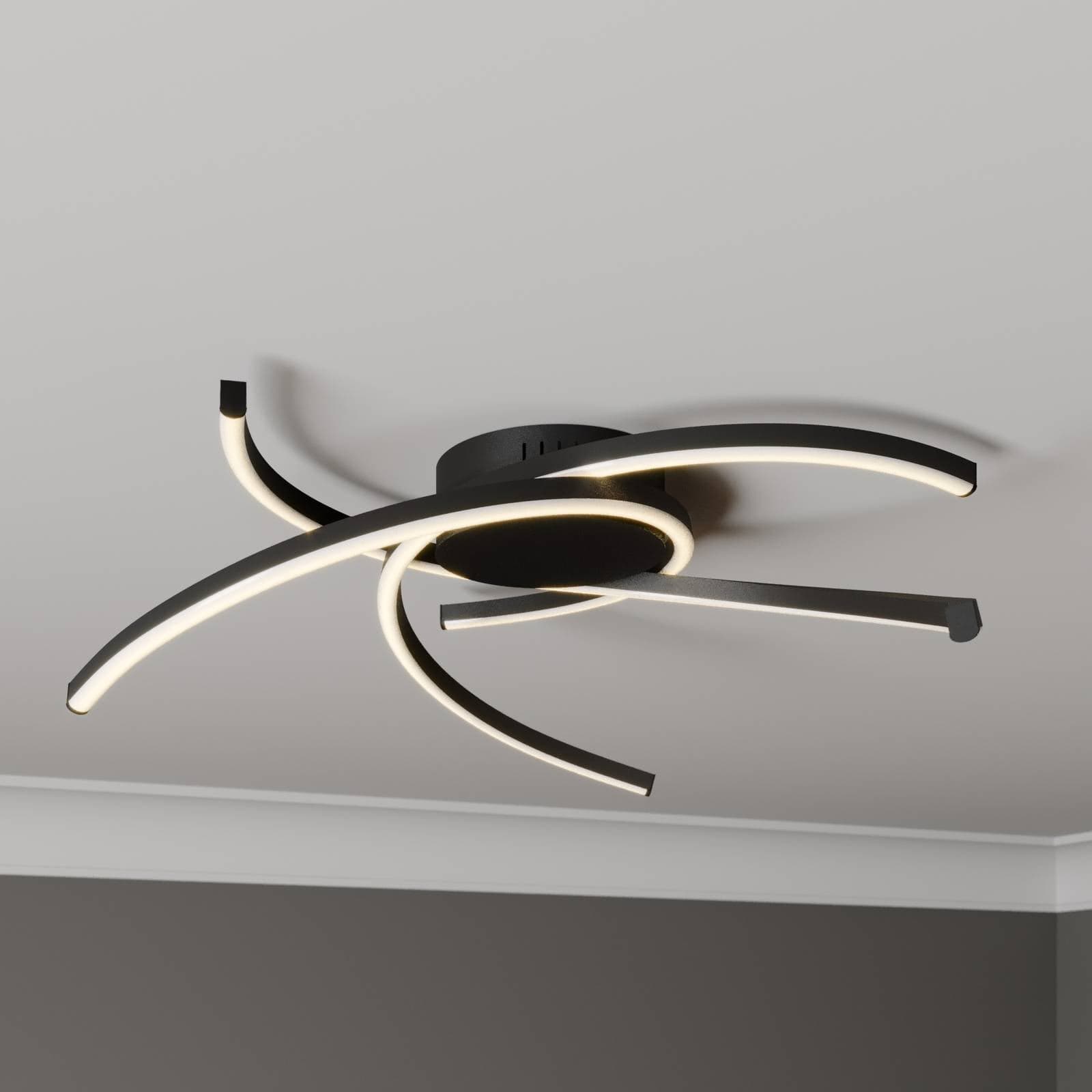 Lindby Katris stropné LED svietidlo 58 cm, čierne