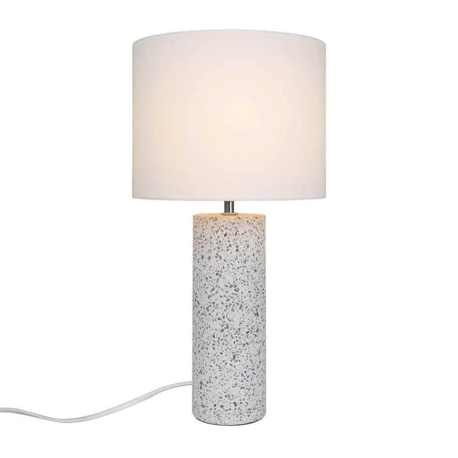 Stolová lampa Antiga, biela, výška 50 cm, látka/kameň